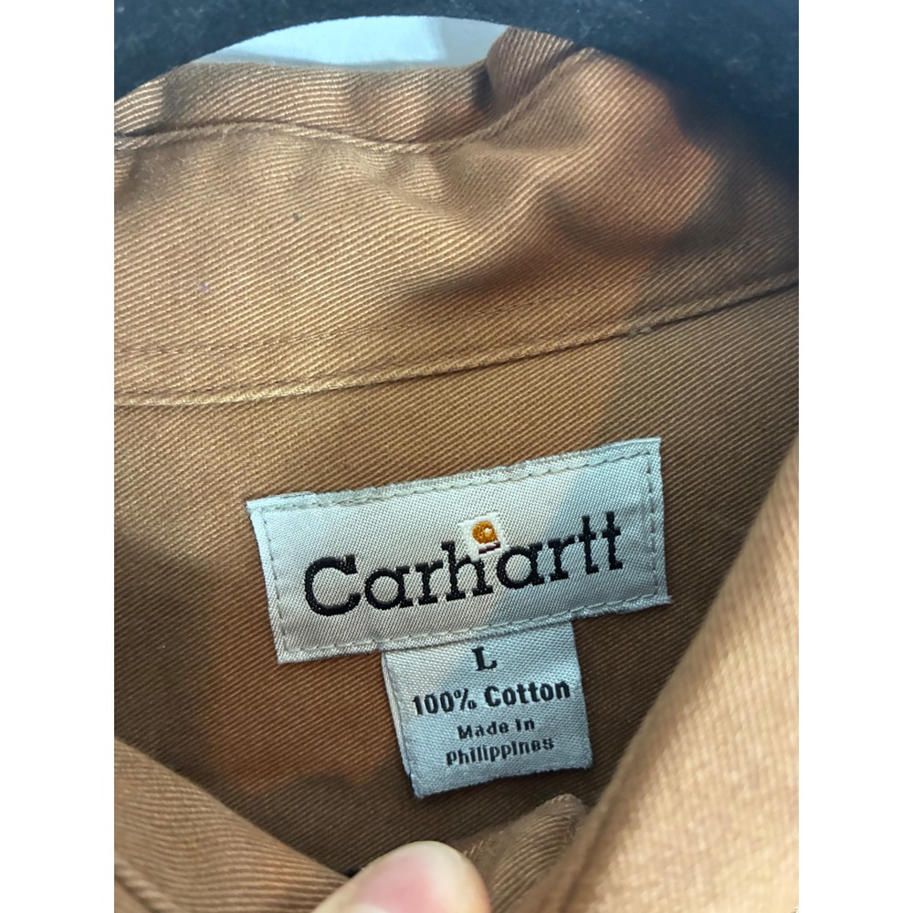 Carhartt Mens Canvas Work Shirt Brown Button Down Long Sleeve L Gorpcore 0392 - Picture 4 of 8